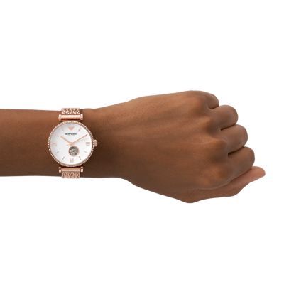 Ladies rose gold & stainless steel emporio armani watch ar1677 hot sale