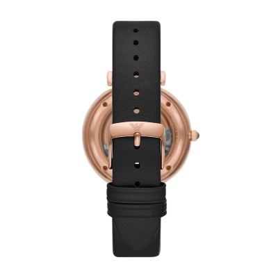 Emporio Armani Automatic Black Leather Watch - AR60064 - Watch Station