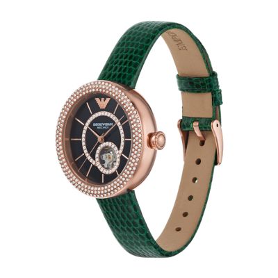 Emporio Armani Automatic Green Leather Watch - AR60069 - Watch Station