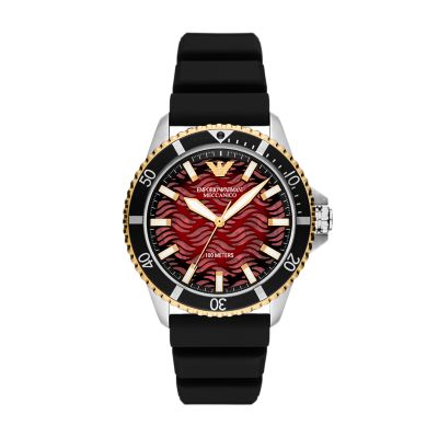 Emporio Armani Automatic Black Silicone Watch