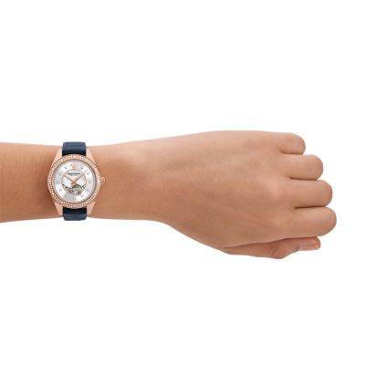 Emporio Armani Automatic Three-Hand Blue Leather Watch - AR60071 