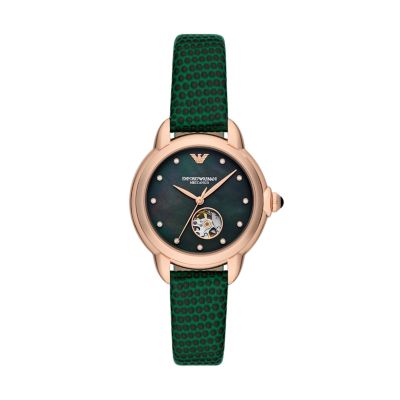 Emporio Armani AR60073 Green Watch Automatic Watch Leather - Station 