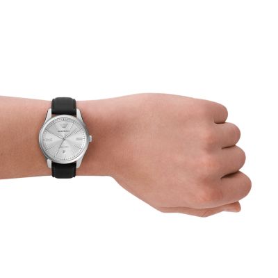 ★人気のデザイン★ EMPORIO ARMANI Black Leather Ladies Watch ☆人気のデザイン☆ EMPORIO ARMANI Black Leather Ladies Watch