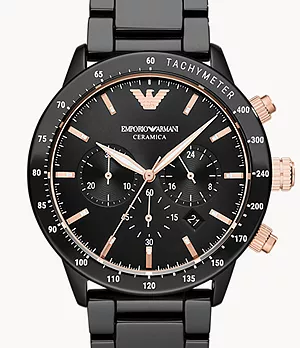 Montre chronographe en céramique noire Emporio Armani