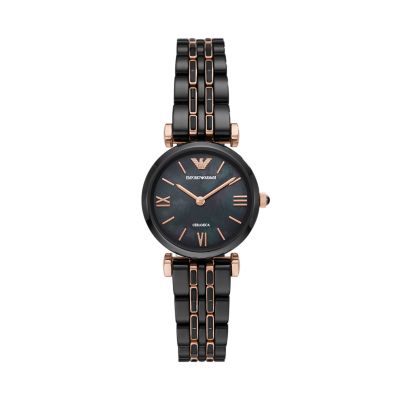 Emporio Armani Two Hand Black Ceramic Watch