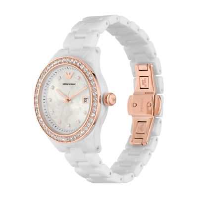 Emporio armani deals watches white ceramic