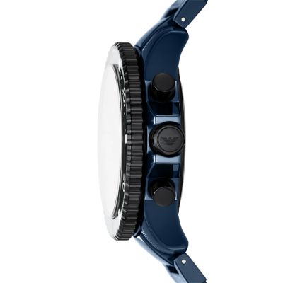 Emporio Armani Chronograph Blue Ceramic Watch - - Station Watch AR70009