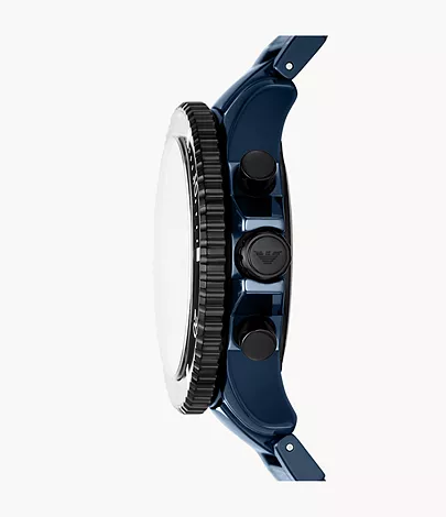 Emporio Armani Chronograph Blue Ceramic Watch - AR70009 - Watch Station
