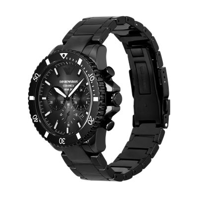 Emporio armani black on sale ceramic chronograph watch