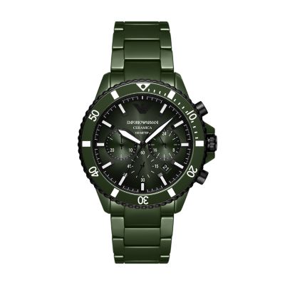 Emporio Armani Chronograph Green Ceramic Watch - AR70011 - Watch Station