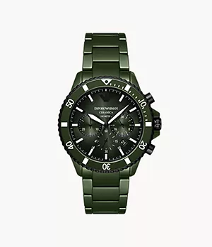 Emporio Armani Chronograph Green Ceramic Watch