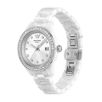 Emporio armani 2025 ceramic watch white