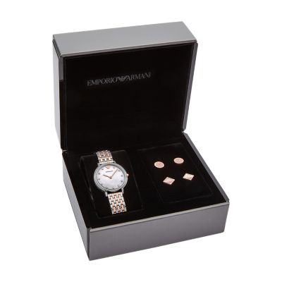 Emporio Armani Women's Two-Hand Two-Tone Stainless Steel Watch Gift Set -  AR80019 - Watch Station