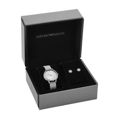 maximaal Helaas realiteit Emporio Armani Two-Hand Stainless Steel Watch and Earrings Gift Set -  AR80029 - Watch Station