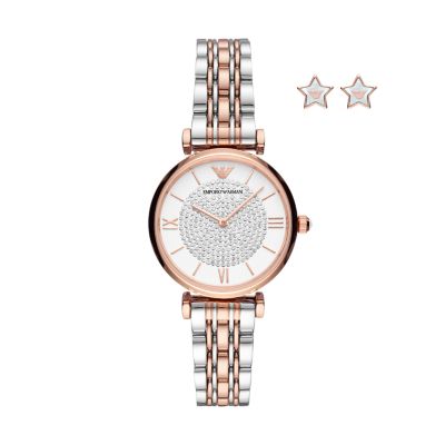 Emporio Armani Two-Hand Rose Gold-Tone Stainless Steel Watch