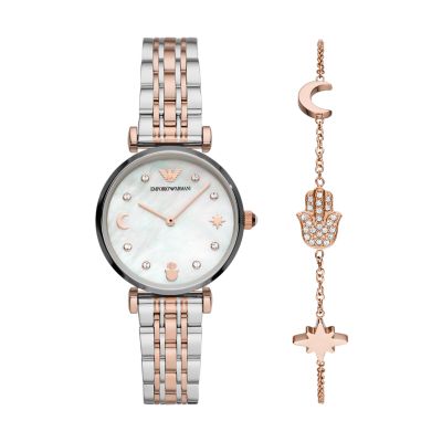 Emporio Armani Women's Two-Hand Rose Gold-Tone Stainless Steel 