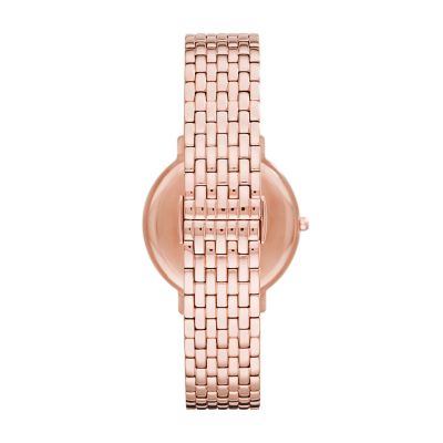 Emporio Armani Three-Hand Rose Gold-Tone Watch and Earring Set