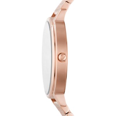 Emporio Armani Three-Hand Rose Gold-Tone Watch and Earring Set