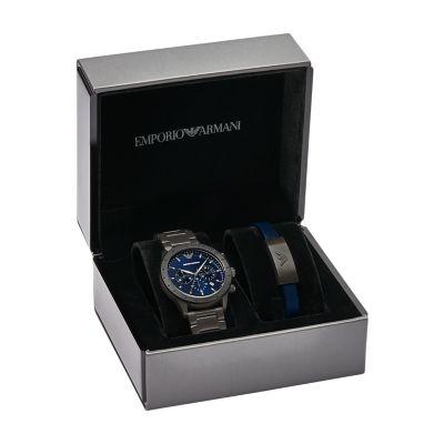 Emporio Armani Chronograph Gunmetal Stainless Steel Watch and