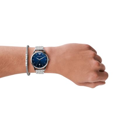 Emporio Armani Set Special Edition 3-Zeiger-Werk Armband Station Uhr Edelstahl Watch - - AR80048