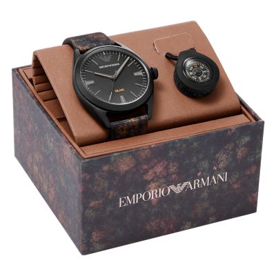 Emporio Armani Solar-Powered Multicolour rPET Strap Watch and Necklace Set  - AR80056 - Watch Station