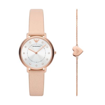 Emporio Armani Women s Two Hand Beige Leather Watch AR2510