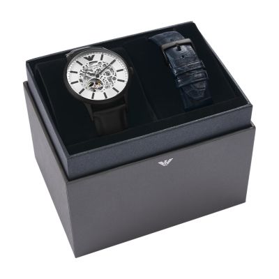 Emporio Armani Automatic Three-Hand OBW Watch with Blue and