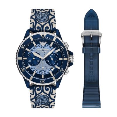 Emporio armani on sale blue chronograph watch