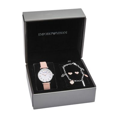 Emporio Armani Women's Two-Hand Pink Leather Watch - AR8039