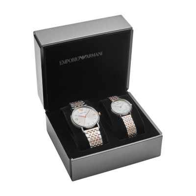 EMPORIO ARMANI 2点セット Emporio Armani Two-Tone Stainless Steel Watch Set - AR90008
