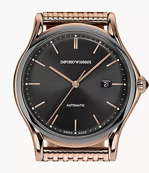 Emporio Armani Swiss Automatic Rose Gold-Tone Stainless Steel Watch