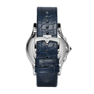 Emporio Armani Swiss Chronograph Blue Alligator Watch - ARS4010