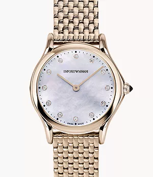 Emporio Armani Swiss Two-Hand Gold-Tone Stainless Steel Watch