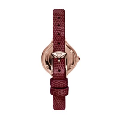 Emporio Armani Swiss Diamond Dial Two-Hand Red Lizard Leather Watch -  ARS8152 - Watch Station