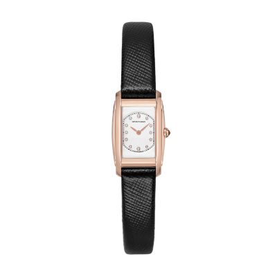 emporio armani black leather watch