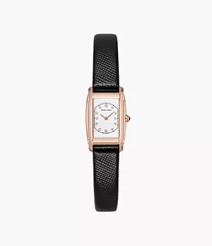 Emporio Armani Swiss Two-Hand Black Leather Watch