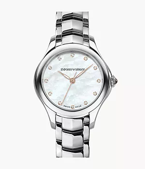 Emporio Armani Swiss Women's Three-Hand Steel Watch