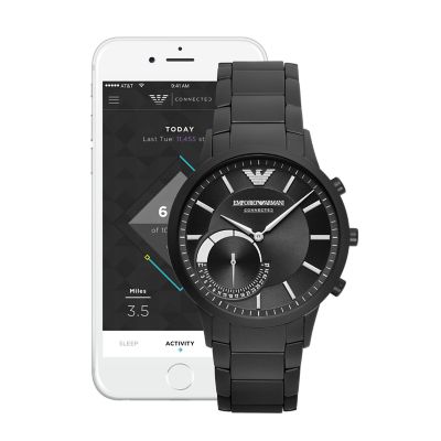 emporio armani connected black men's smartwatch