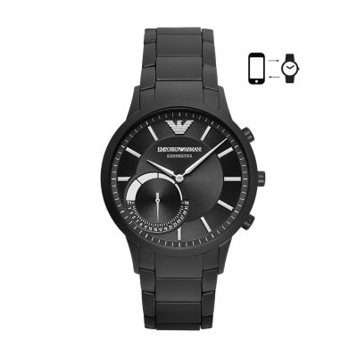 Black Stainless Steel Hybrid Smartwatch 