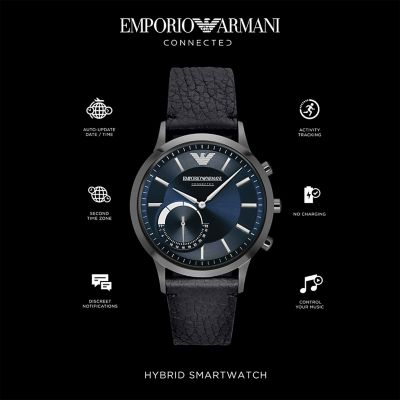 emporio armani connected black men's smartwatch