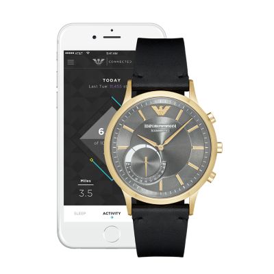 emporio armani black hybrid smartwatch