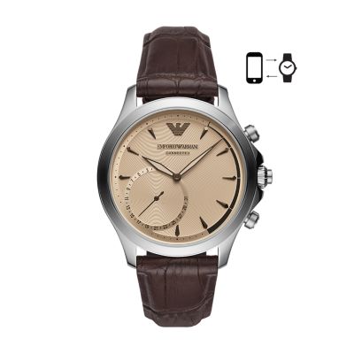 Brown Leather Hybrid Smartwatch 