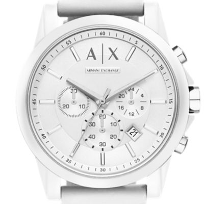 Montre chronographe en silicone blanc Armani Exchange