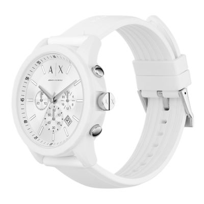 Armani Exchange Men s Chronograph White Silicone Watch AX1325