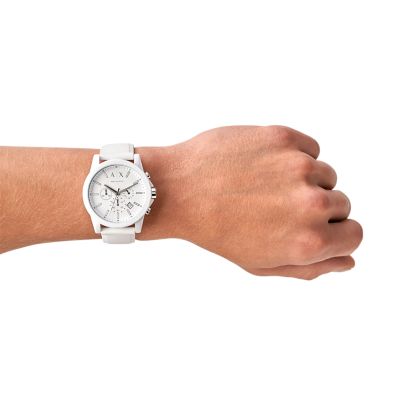 Armani Exchange Men's Chronograph White Silicone Watch - AX1325 - Watch  Station