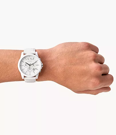 Armani Exchange Chronograph White Silicone Watch - AX1325 - Watch Station