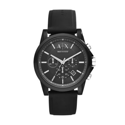 Armani Exchange Men's Chronograph Black Silicone Watch - Black