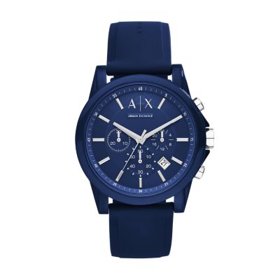 Armani Exchange Chronograph Blue Silicone Watch - AX1327 - Watch Station