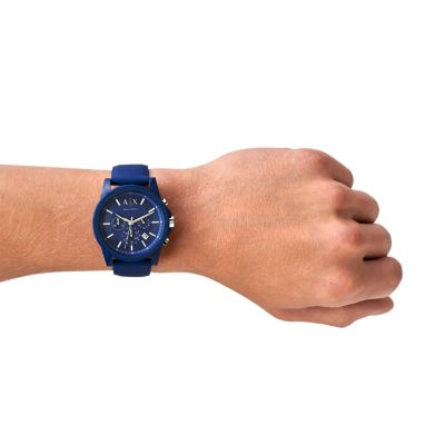 Watch - Armani Exchange Station Silicone AX1327 Blue Chronograph Watch -