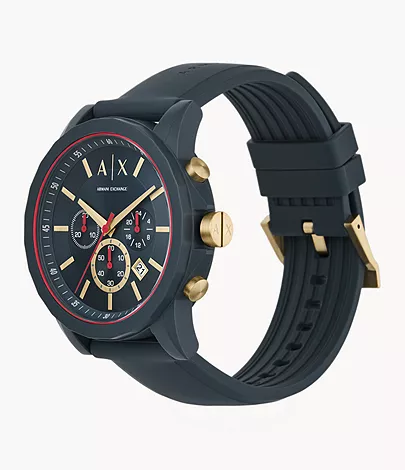 Armani Exchange Chronograph Blue Silicone Watch - AX1335 - Watch Station